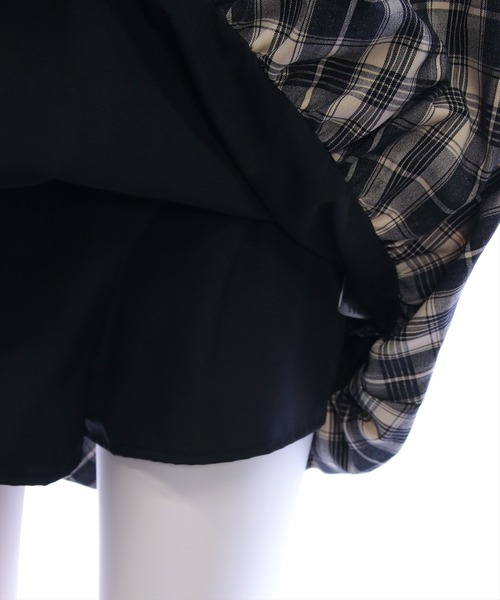clear（クリア）の「チェック柄切替バルーンミニスカート[着回し力抜群 ガーリー]≪AW新作≫（スカート・レディース・ブラウン/ブラック・S/M）」の11枚目の写真