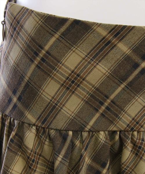 clear（クリア）の「チェック柄切替バルーンミニスカート[着回し力抜群 ガーリー]≪AW新作≫（スカート・レディース・ブラウン/ブラック・S/M）」の13枚目の写真