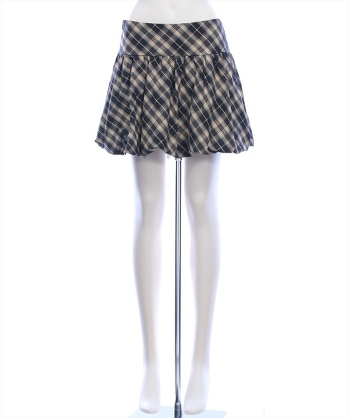 clear（クリア）の「チェック柄切替バルーンミニスカート[着回し力抜群 ガーリー]≪AW新作≫（スカート・レディース・ブラウン/ブラック・S/M）」の14枚目の写真