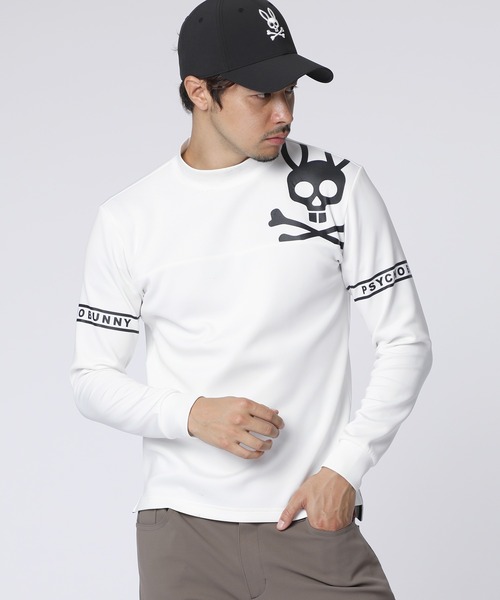Psycho Bunny（サイコバニー）の「[GOLF]ラインスリーブロゴ モックネックＴシャツ（Tシャツ/カットソー・メンズ・ブラック/ネイビー/ホワイト・X-LARGE/LARGE/XX-LARGE/MEDIUM）」の2枚目の写真