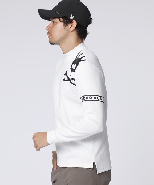 GOLF]ラインスリーブロゴ モックネックTシャツ