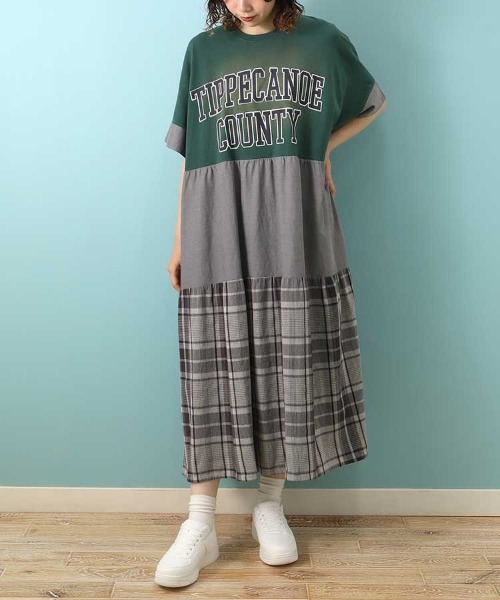 Bleu Bleuet(ブルーブルーエ)の「切り替えピグメントワンピース(ワンピース・レディース・チャコールグレー/グリーン・FREE)」の11枚目の写真