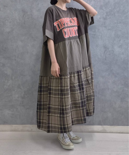 Bleu Bleuet(ブルーブルーエ)の「切り替えピグメントワンピース(ワンピース・レディース・チャコールグレー/グリーン・FREE)」の6枚目の写真