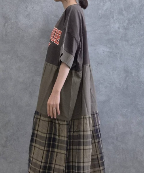 Bleu Bleuet(ブルーブルーエ)の「切り替えピグメントワンピース(ワンピース・レディース・チャコールグレー/グリーン・FREE)」の9枚目の写真