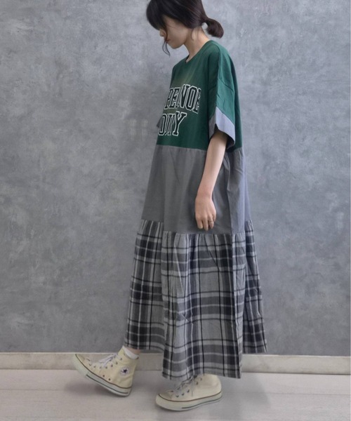 Bleu Bleuet(ブルーブルーエ)の「切り替えピグメントワンピース(ワンピース・レディース・チャコールグレー/グリーン・FREE)」の12枚目の写真