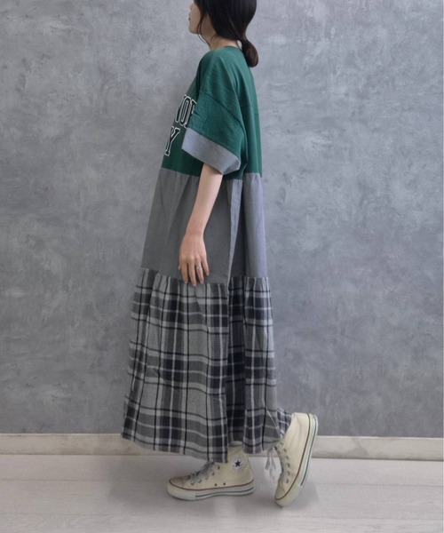 Bleu Bleuet(ブルーブルーエ)の「切り替えピグメントワンピース(ワンピース・レディース・チャコールグレー/グリーン・FREE)」の13枚目の写真