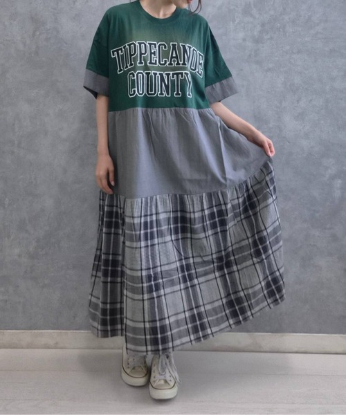 Bleu Bleuet(ブルーブルーエ)の「切り替えピグメントワンピース(ワンピース・レディース・チャコールグレー/グリーン・FREE)」の15枚目の写真