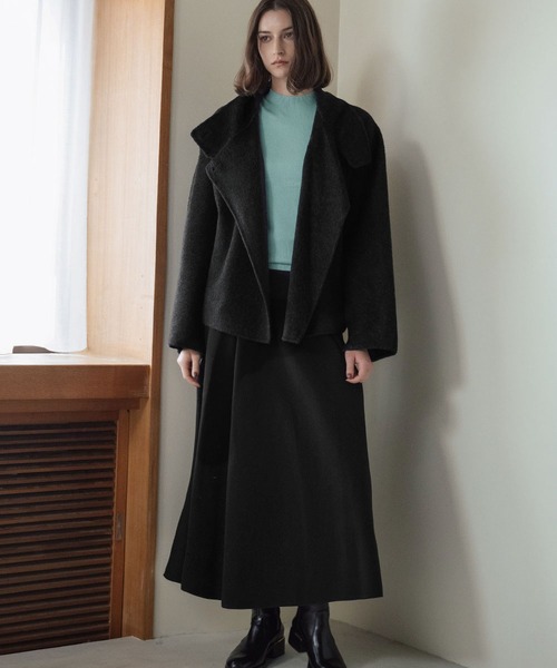 セール】【2025AW】【ウール100％】スタンドカラー ショート丈 コート