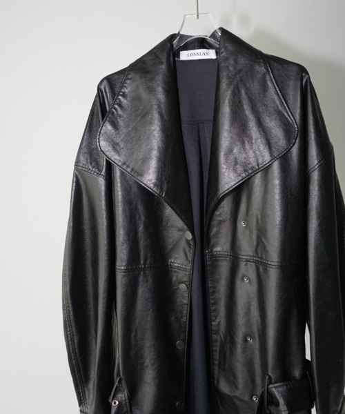 未使用✨ALDa Tailored Jacket ブラック×ブラウン LONSLAN】ワイドラペルオーバージャケット LONW25a009