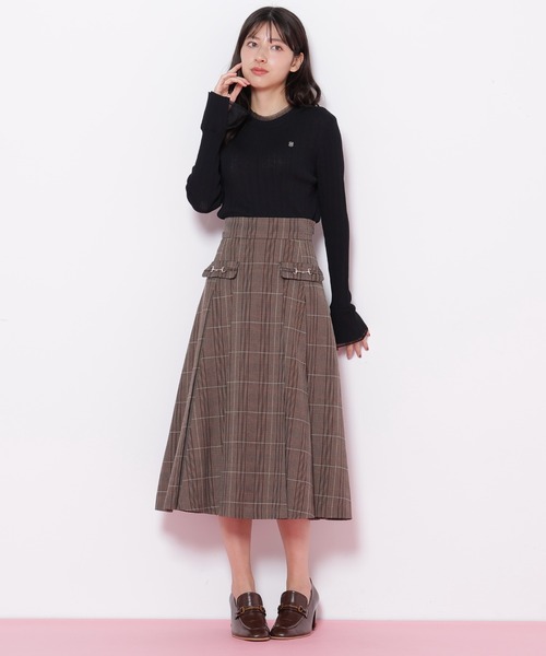 JILL by JILL STUART（ジルバイジルスチュアート）の「◇ウーリッシュフラノタックフレアスカート（スカート・レディース・ベージュ/グリーン/グレー/ブラウン系その他・MEDIUM/SMALL）」の2枚目の写真