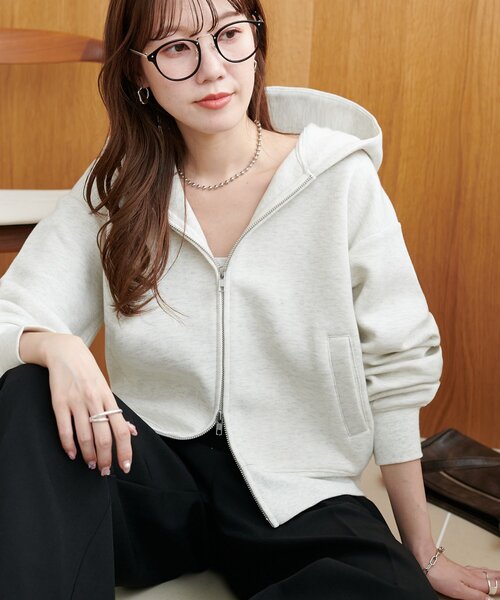 ゆみたん　Mal. グレー ジップアップボンディングパーカー 819clock ジップアップパーカー【グレー】 | km/h【バイカーズ