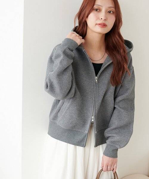 DISCOAT（ディスコート）の「【大人のためのパーカー】ボンディングWジップパーカー（パーカー・レディース・ライトグレー/ダークグレー/アイボリー・FREE）」の16枚目の写真