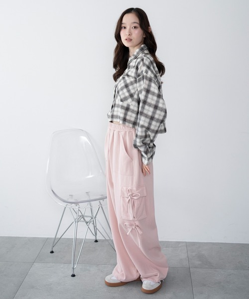 WEGO（ウィゴー）の「WEGO/【25年秋冬新作】リボンカーゴスウェットパンツ（その他パンツ・レディース・ブラック/ピンク/杢グレー・FREE）」の12枚目の写真