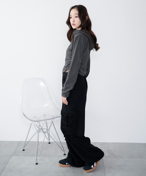 WEGO（ウィゴー）の「WEGO/【25年秋冬新作】リボンカーゴスウェットパンツ（その他パンツ・レディース・ブラック/ピンク/杢グレー・FREE）」の10枚目の写真