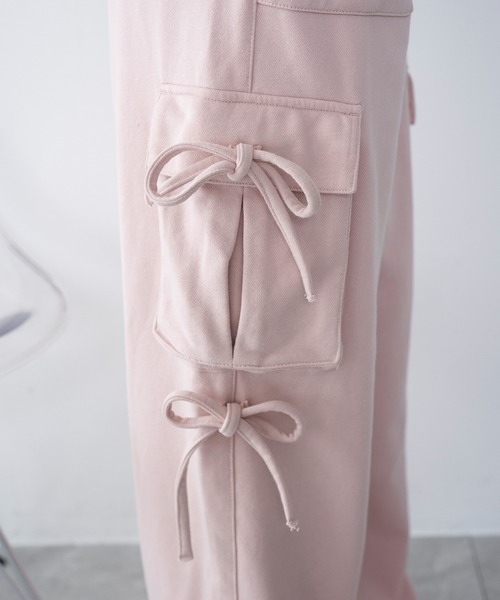 WEGO（ウィゴー）の「WEGO/【25年秋冬新作】リボンカーゴスウェットパンツ（その他パンツ・レディース・ブラック/ピンク/杢グレー・FREE）」の14枚目の写真