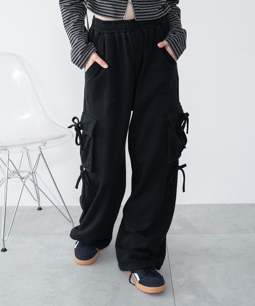 WEGO（ウィゴー）の「WEGO/【25年秋冬新作】リボンカーゴスウェットパンツ（その他パンツ・レディース・ブラック/ピンク/杢グレー・FREE）」の19枚目の写真