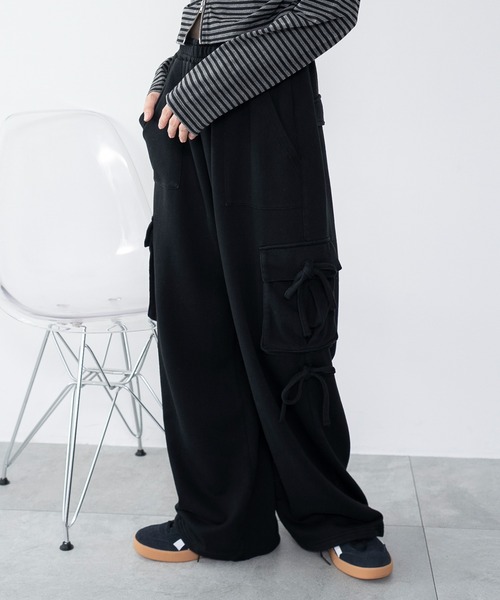 WEGO（ウィゴー）の「WEGO/【25年秋冬新作】リボンカーゴスウェットパンツ（その他パンツ・レディース・ブラック/ピンク/杢グレー・FREE）」の20枚目の写真