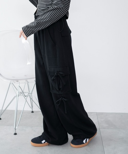 WEGO（ウィゴー）の「WEGO/【25年秋冬新作】リボンカーゴスウェットパンツ（その他パンツ・レディース・ブラック/ピンク/杢グレー・FREE）」の21枚目の写真