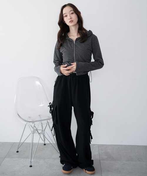 WEGO（ウィゴー）の「WEGO/【25年秋冬新作】リボンカーゴスウェットパンツ（その他パンツ・レディース・ブラック/ピンク/杢グレー・FREE）」の22枚目の写真