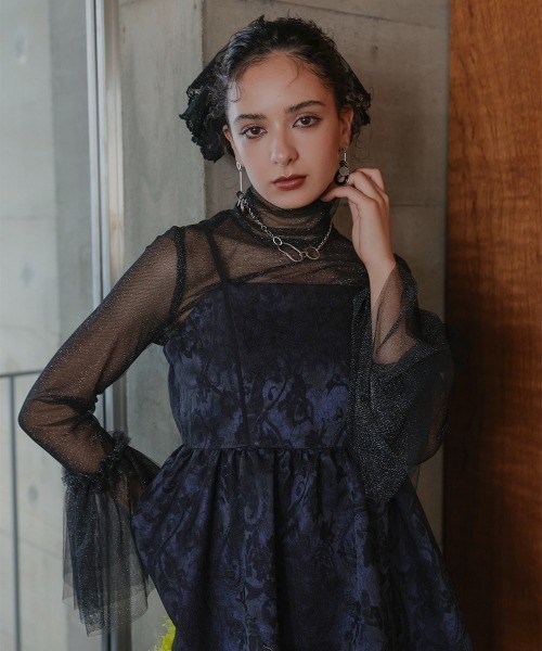 Callarus(カラルス)の「〔Callarus〕<単品>袖フリルデザインチュールブラウス(シャツ/ブラウス・レディース・アイボリー/ブラック・M/L/LL/3L/S)」の15枚目の写真