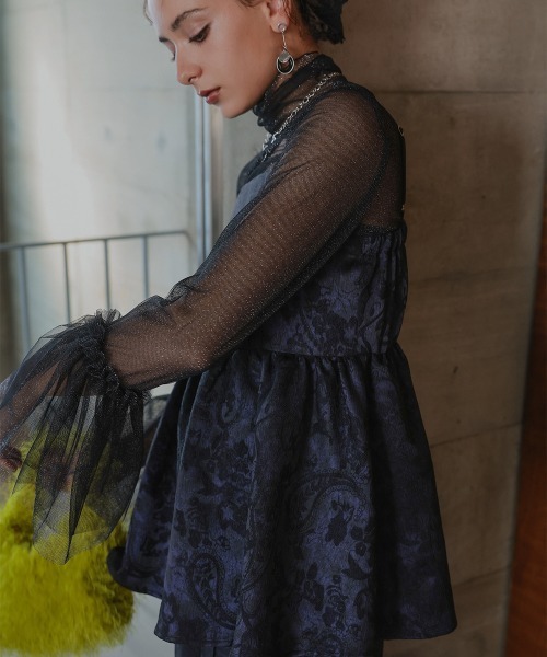 Callarus(カラルス)の「〔Callarus〕<単品>袖フリルデザインチュールブラウス(シャツ/ブラウス・レディース・アイボリー/ブラック・M/L/LL/3L/S)」の12枚目の写真