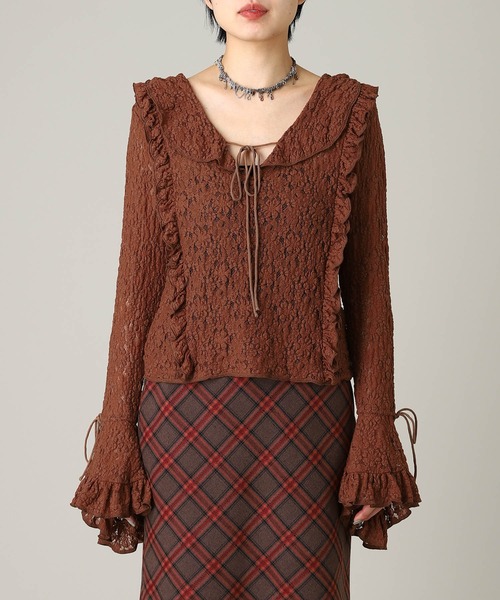 forget-me-nots Lace Long Sleeve Blouse FMN-25AW-BU-001