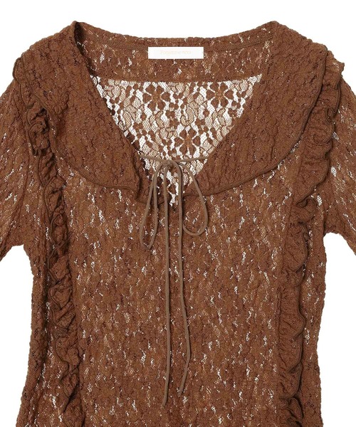 forget-me-nots(フォーゲットミーノッツ)の「forget-me-nots Lace Long Sleeve Blouse FMN-25AW-BU-001(シャツ/ブラウス・レディース・ブラウン/オフホワイト・FREE)」の9枚目の写真