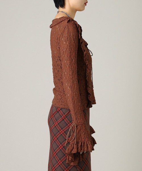 forget-me-nots(フォーゲットミーノッツ)の「forget-me-nots Lace Long Sleeve Blouse FMN-25AW-BU-001(シャツ/ブラウス・レディース・ブラウン/オフホワイト・FREE)」の3枚目の写真