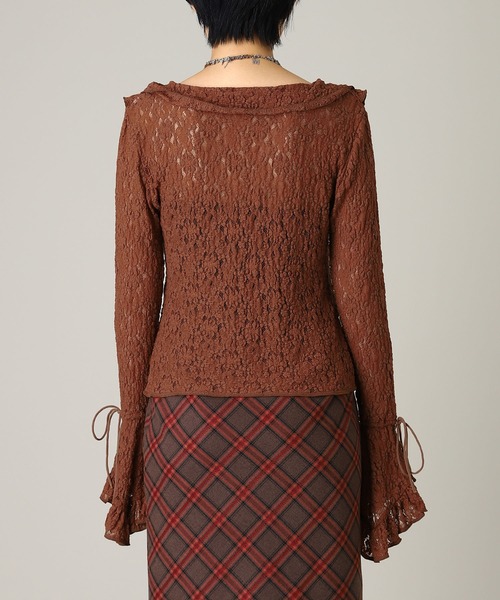 forget-me-nots(フォーゲットミーノッツ)の「forget-me-nots Lace Long Sleeve Blouse FMN-25AW-BU-001(シャツ/ブラウス・レディース・ブラウン/オフホワイト・FREE)」の4枚目の写真