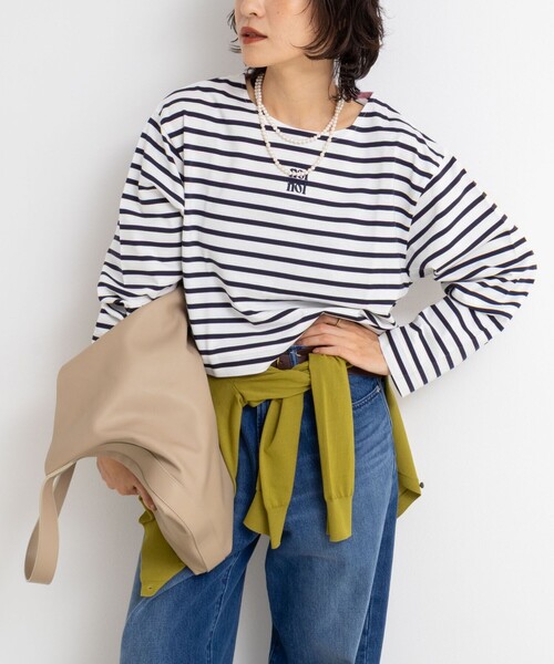 NOLLEY’S(ノーリーズ)の「nolnol ウォッシャブルMVSシルケットボーダーショートT(Tシャツ/カットソー・レディース・ホワイト系その他3/ブラック系その他2/ホワイト系その他2・FREE)」の1枚目の写真