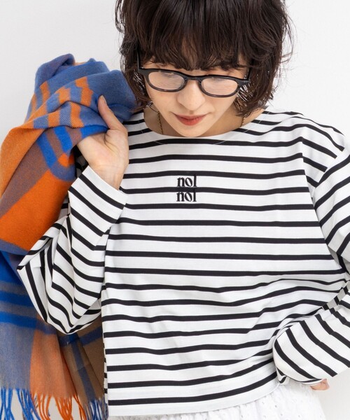 NOLLEY’S(ノーリーズ)の「nolnol ウォッシャブルMVSシルケットボーダーショートT(Tシャツ/カットソー・レディース・ホワイト系その他3/ブラック系その他2/ホワイト系その他2・FREE)」の2枚目の写真