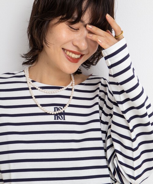 NOLLEY’S(ノーリーズ)の「nolnol ウォッシャブルMVSシルケットボーダーショートT(Tシャツ/カットソー・レディース・ホワイト系その他3/ブラック系その他2/ホワイト系その他2・FREE)」の21枚目の写真