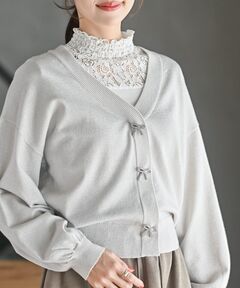 セール】【WEB限定カラーあり】リボンルーズカーディガン