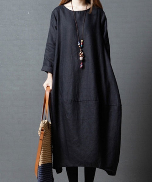 SallyLunn(サリーラン)の「【大人ナチュラル】ゆったりワンピース(ワンピース・レディース・グリーン/ブラック・MEDIUM/LARGE)」の2枚目の写真