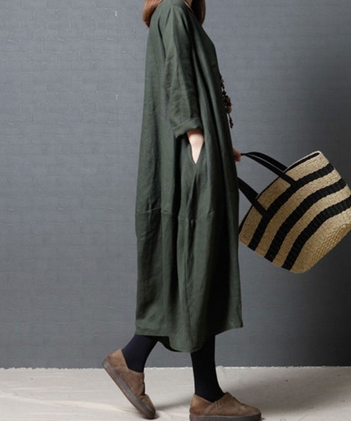 SallyLunn(サリーラン)の「【大人ナチュラル】ゆったりワンピース(ワンピース・レディース・グリーン/ブラック・MEDIUM/LARGE)」の7枚目の写真