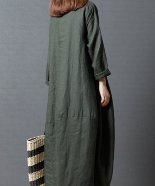 SallyLunn(サリーラン)の「【大人ナチュラル】ゆったりワンピース(ワンピース・レディース・グリーン/ブラック・MEDIUM/LARGE)」の8枚目の写真
