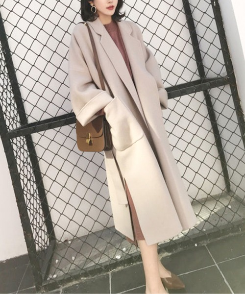 AMAJI(アマジ)の「サイドスリットチェスターコート(チェスターコート・レディース・レンガ/ブラック/アイボリー・MEDIUM/LARGE)」の8枚目の写真
