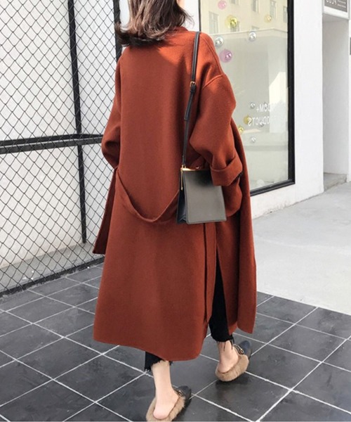 AMAJI(アマジ)の「サイドスリットチェスターコート(チェスターコート・レディース・レンガ/ブラック/アイボリー・MEDIUM/LARGE)」の13枚目の写真