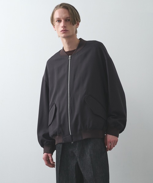 STUDIOUS（ステュディオス）の「【STUDIOUS】BAP WOOL ボンバージャケット（ブルゾン・メンズ・ブラック/ダークブラウン・1/3/2）」の2枚目の写真