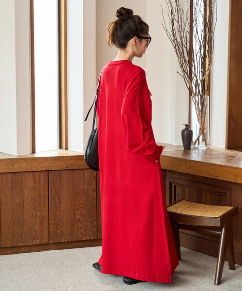 限定展開 フレア マキシ カラー ニット ワンピース（ワンピース