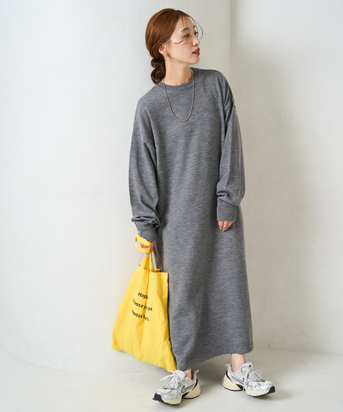 セール】限定展開 フレア マキシ カラー ニット ワンピース