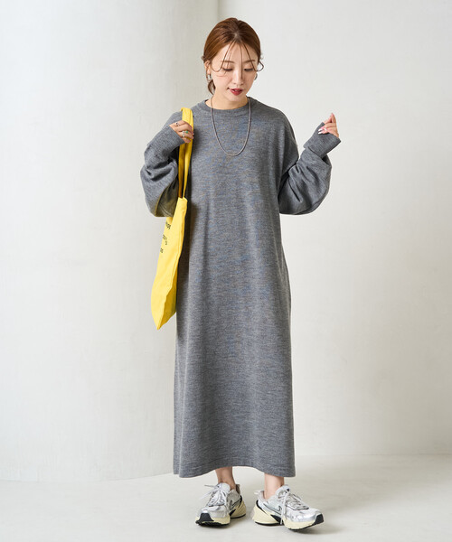 限定展開 フレア マキシ カラー ニット ワンピース（ワンピース