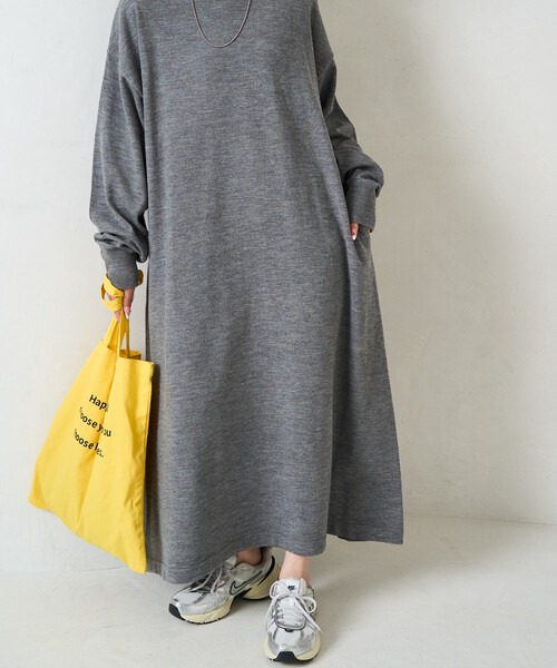 限定展開 フレア マキシ カラー ニット ワンピース（ワンピース