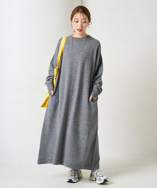 限定展開 フレア マキシ カラー ニット ワンピース（ワンピース