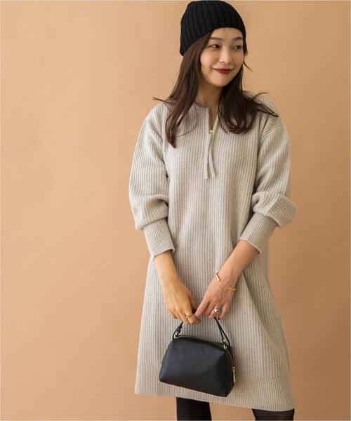 F by ROSSO ハミルトン片畦ハーフZIPミニワンピース（ワンピース