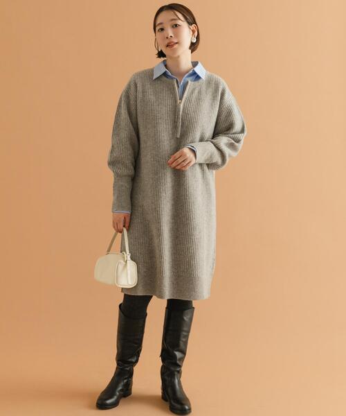 F by ROSSO ハミルトン片畦ハーフZIPミニワンピース（ワンピース