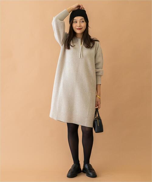 セール】F by ROSSO ハミルトン片畦ハーフZIPミニワンピース