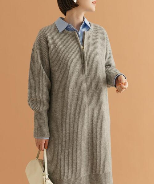 F by ROSSO ハミルトン片畦ハーフZIPミニワンピース（ワンピース