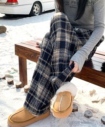 CANVAS+（キャンバスプラス）の「【CANVAS＋】コーデュロイチェック柄裏ボアリラックスパンツ（その他パンツ）」