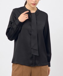AOYAMA | 華やかさが目を引く微光沢素材!取り外しタイ付ブラウス(シャツ/ブラウス)